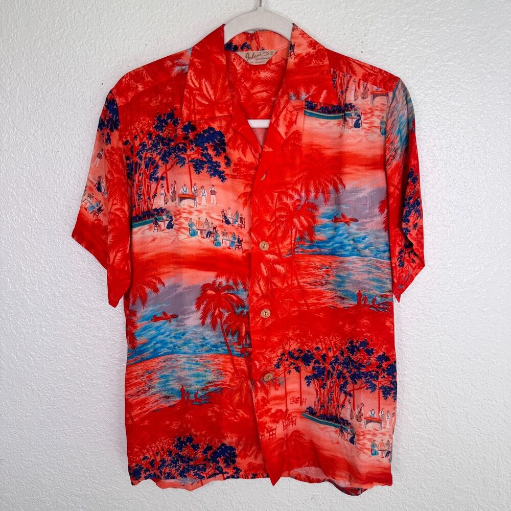 Vintage Iolani Sportswear Shirt Mens Small Hawaiian Beach Camp Aloha Loop Collar